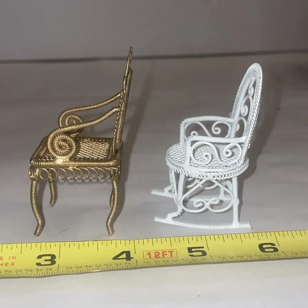1:12‎ Vintage Metal Doll House Chairs Furniture Rocker Ornate